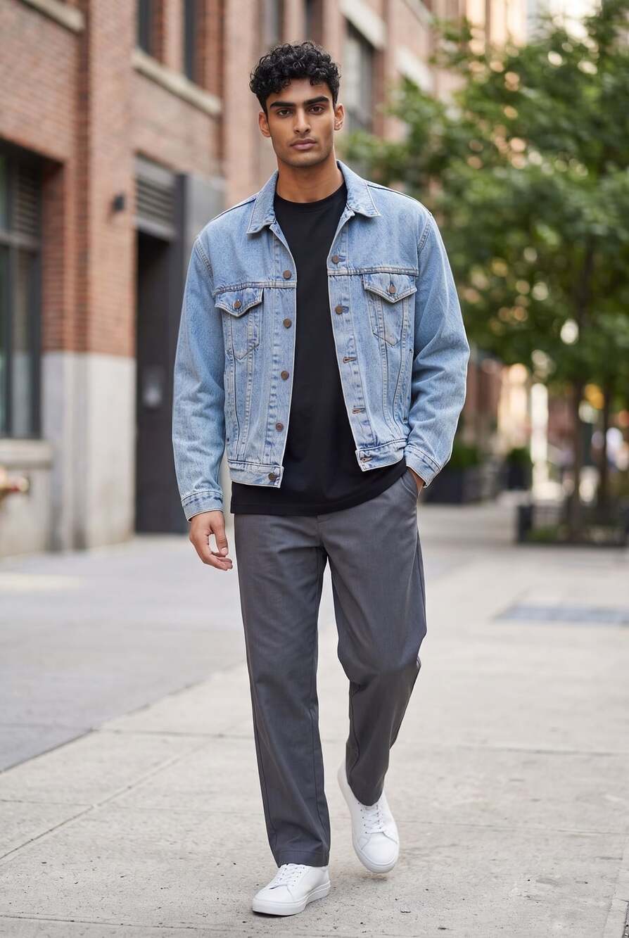 Levis Denim Trucker Jacket Light Wash Blue Large